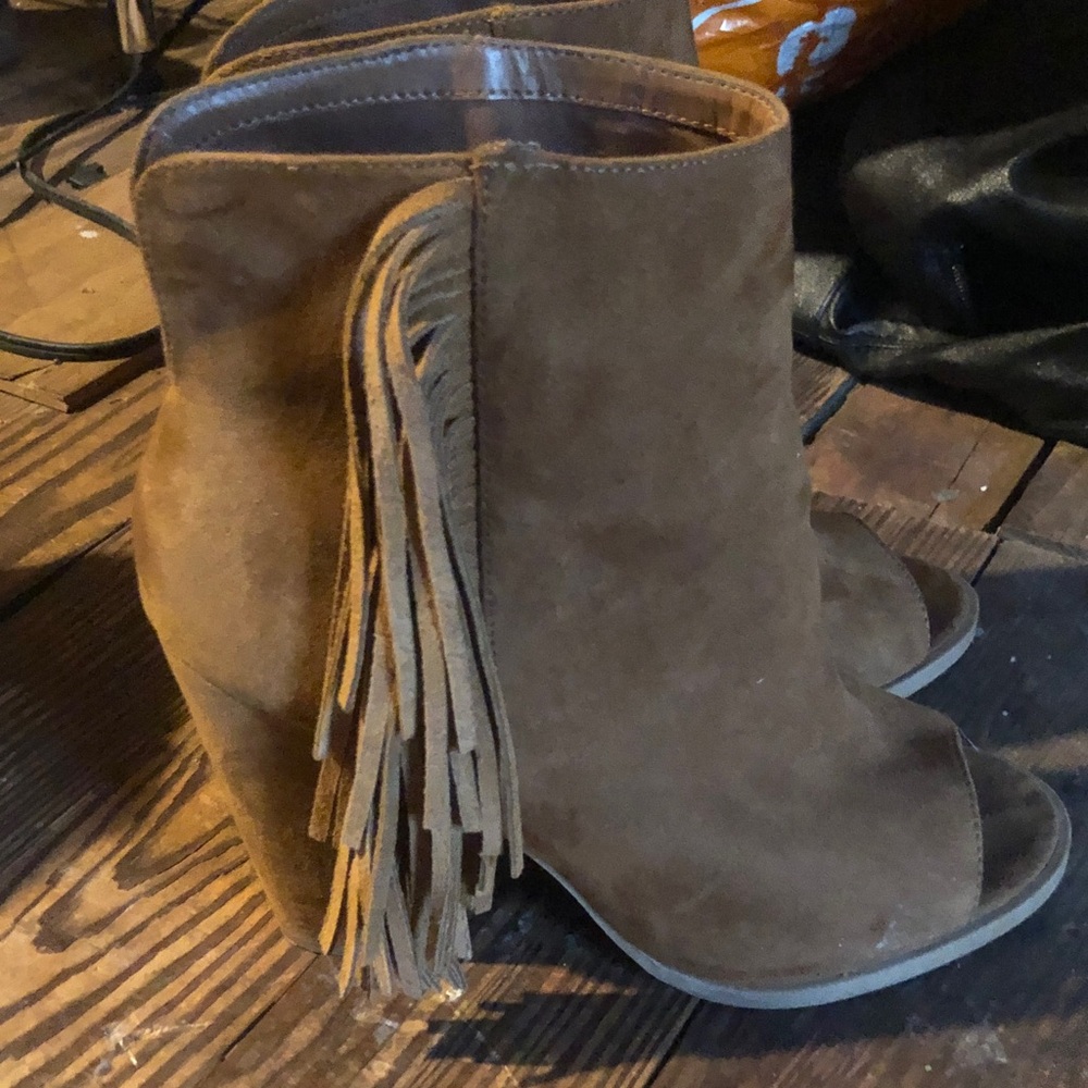 Brown Fringe Ankle Boots